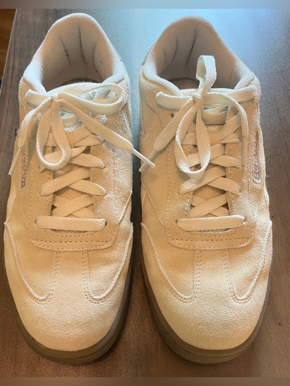 Reebok Suede Lace-Up Sneakers in Light Beige - Picture 2 of 4